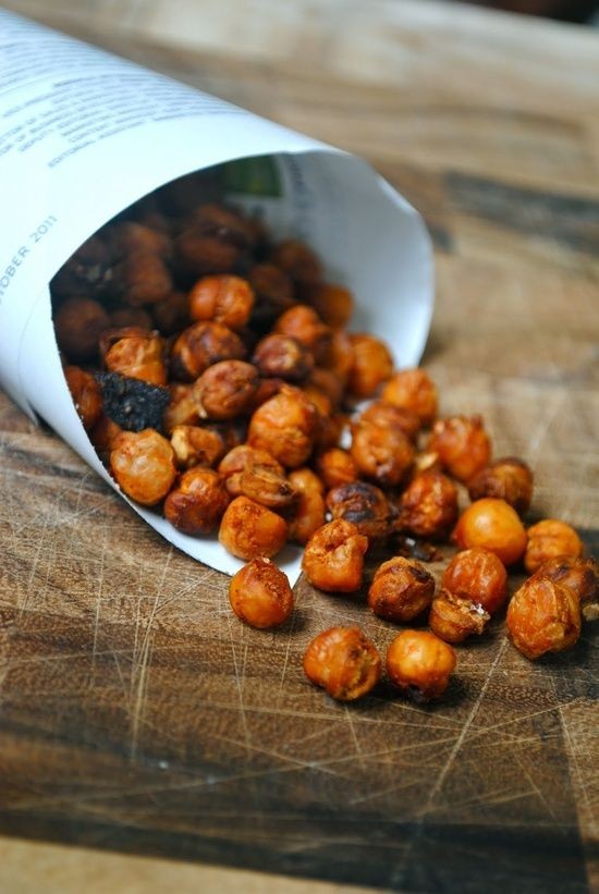 Spicy baked chickpeas. Easy low-fat, high-protein...