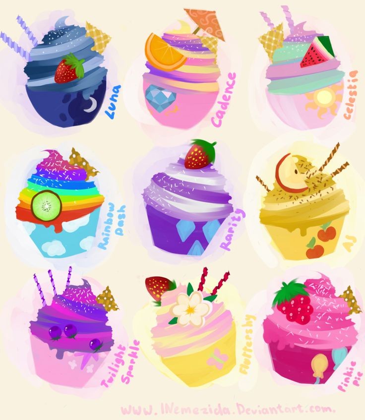 MLP: mane 6 and princesses (cupcakes) by Saitanus...