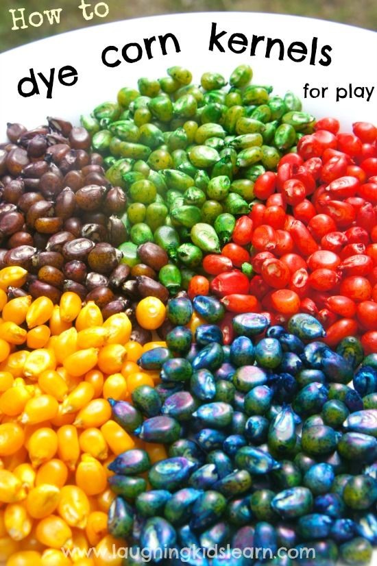 How to dye corn kernels for play