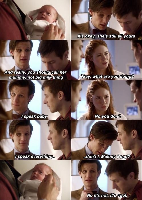 Even as a baby, River was not a fan of the Doctor'...