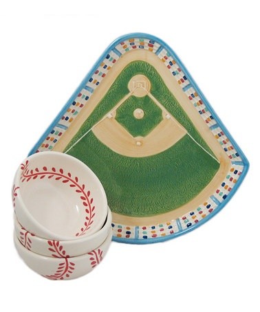 Take a look at this Baseball Tray & Bowl Set...