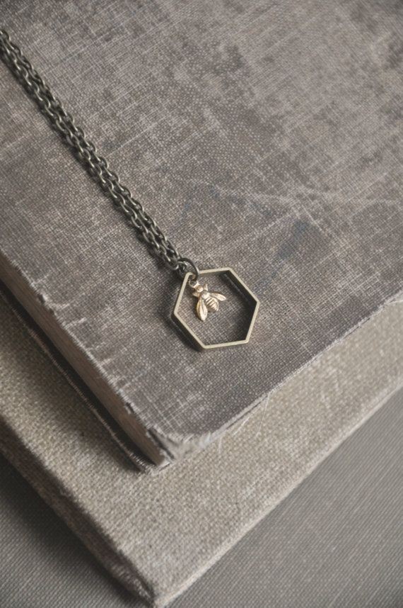 tiny bee necklace by bellehibou
