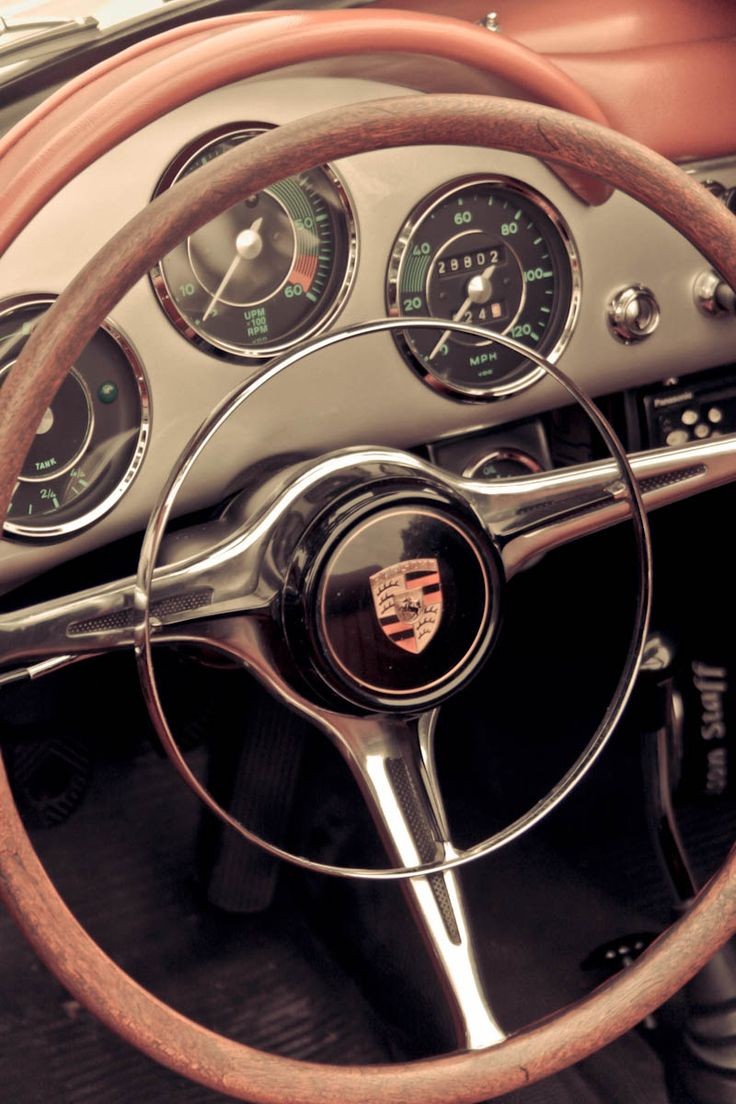 Great big steering wheels with an inner horn rim a...
