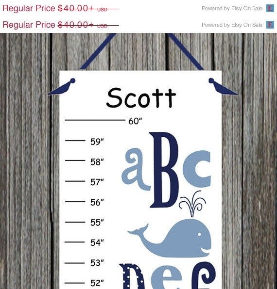 Personalized ABC Whale Canvas Growth Chart by Cami...