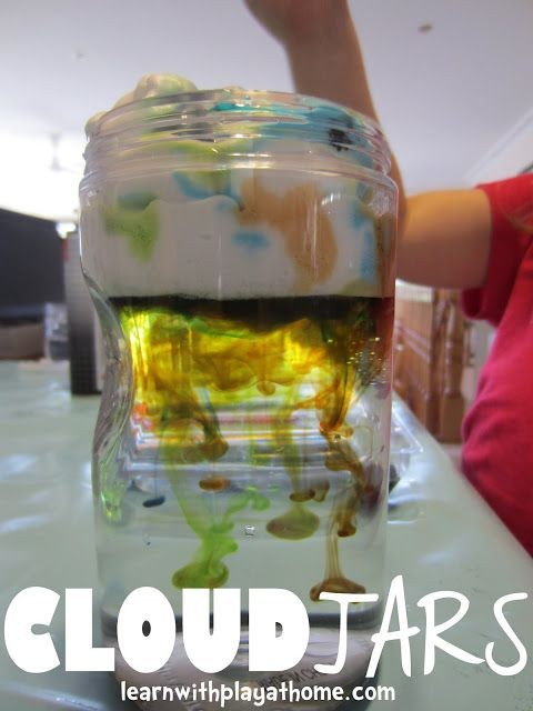 Cloud jars.  Shaving cream as the cloud.  Watch co...