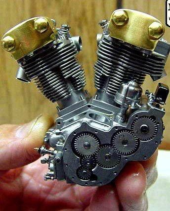 Operational miniature Harley Davidson engine
