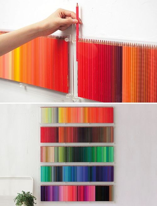 Use colored pencils as wall art
