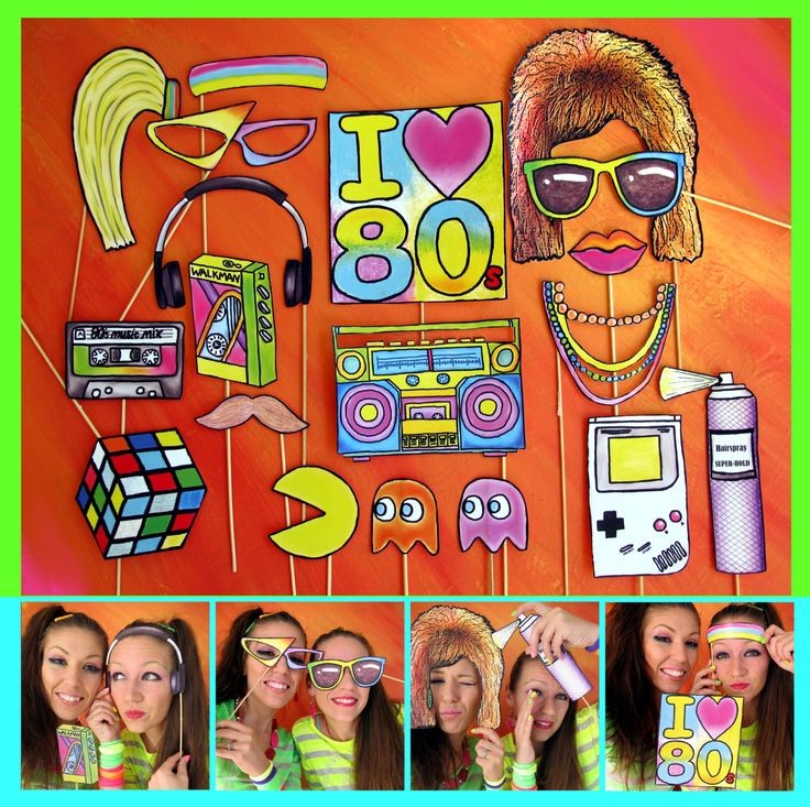 eighties photo booth props - perfect for a throw b...