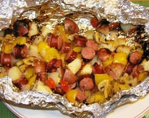 Grilled Sausage and Vegetables in Foil Packet (use...