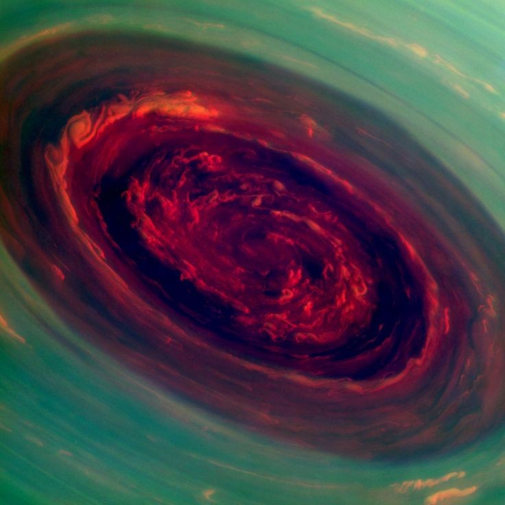 Hurricane at Saturn’s north pole. The image...