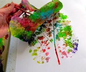 Loved leaf painting as a kid! Gotta do this with N...