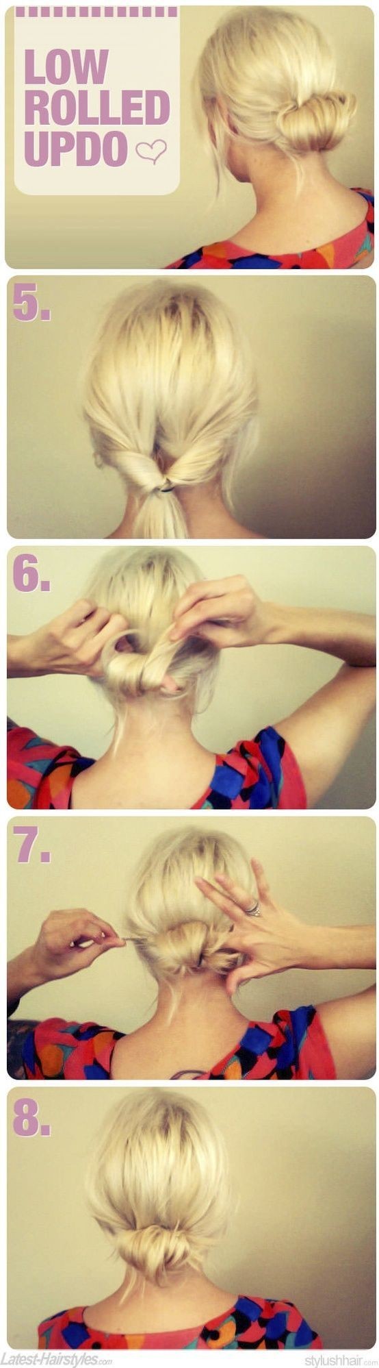 Low rolled updo hairstyle