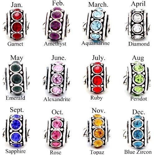 YES!! Birthstone Spacer Bead Charm Fits Pandora Ch...