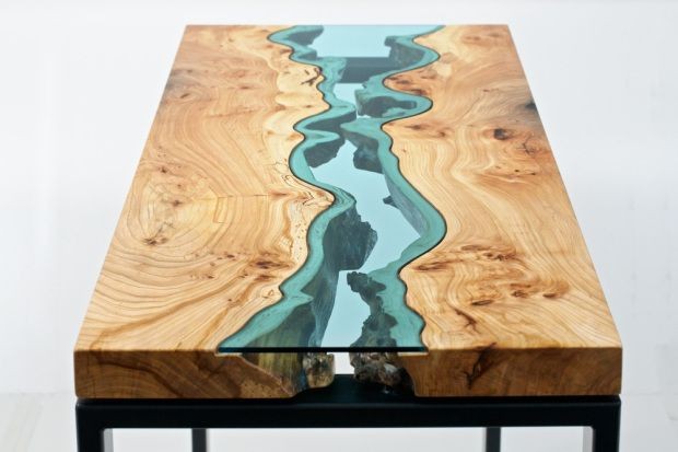 Wooden Furniture With Glass Embedded To Look Like...
