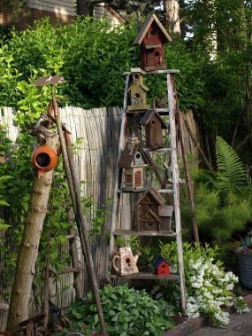 recycling old ladders- have a wonderfully weathere...