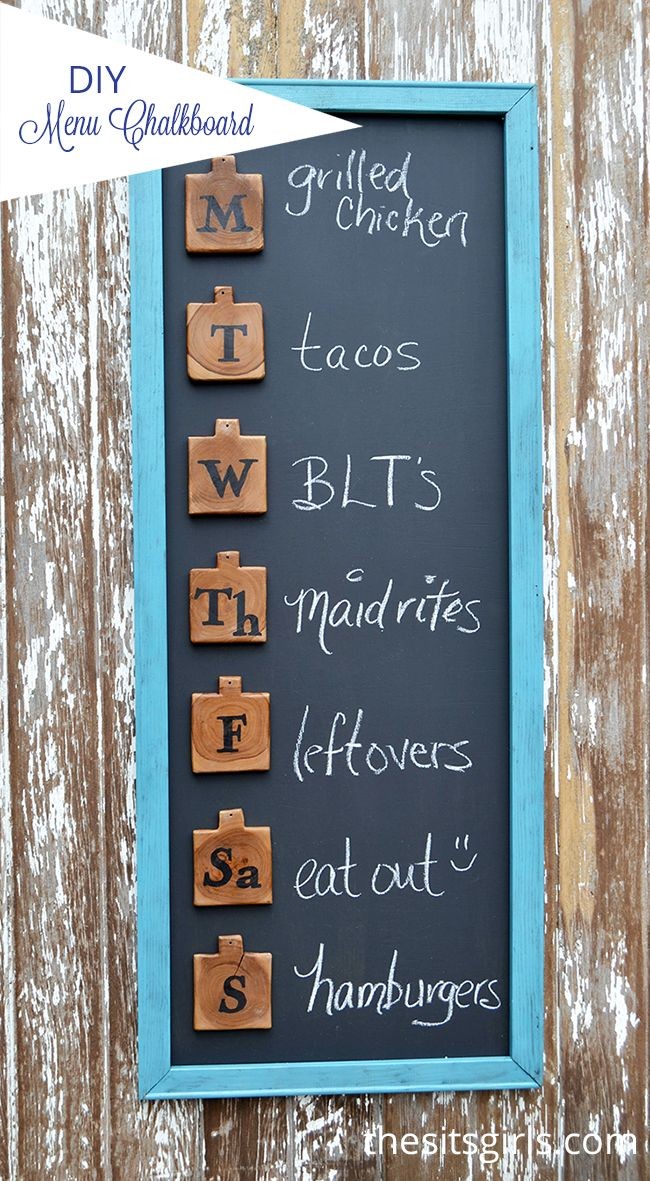 This cute menu board is an easy DIY project that w...