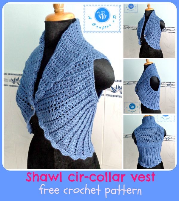 Shawl Cir-Collar Vest By Maz Kwok - Free Crochet P...
