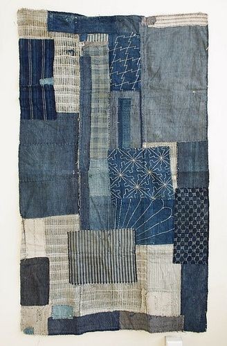 japanese indigo patchwork quilt. indigo by delores