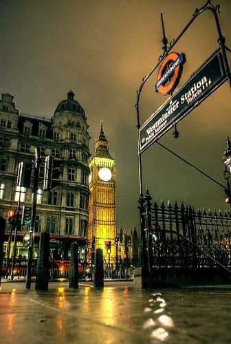 An evening view of London's Westminster, includes...