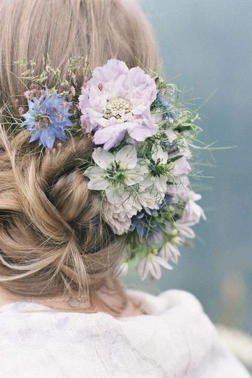 Love-in-a-mist Blue and Purple Bridal Floral Crown...