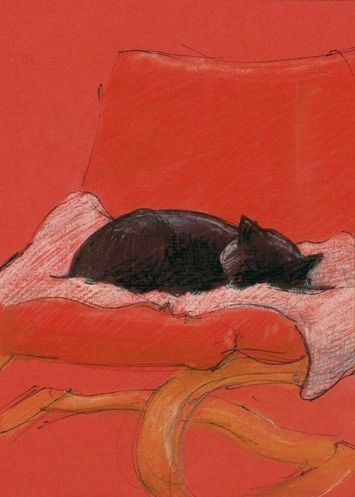 Black cat sleeping- one of my favorite things. Art...