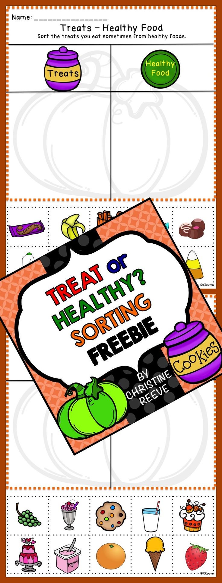 Free sweets/healthy food sorting activities.  Perf...