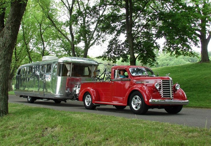 Old Diamond-T pickup and vintage trailer...I wish...