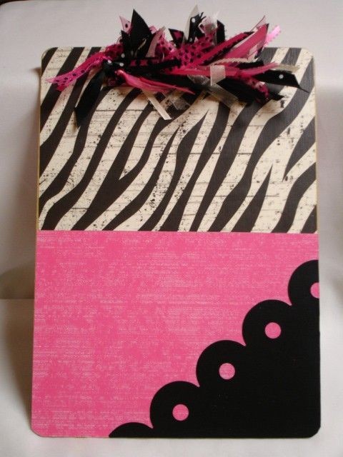 OOAK altered decorated clipboard HOT PINK by kutek...