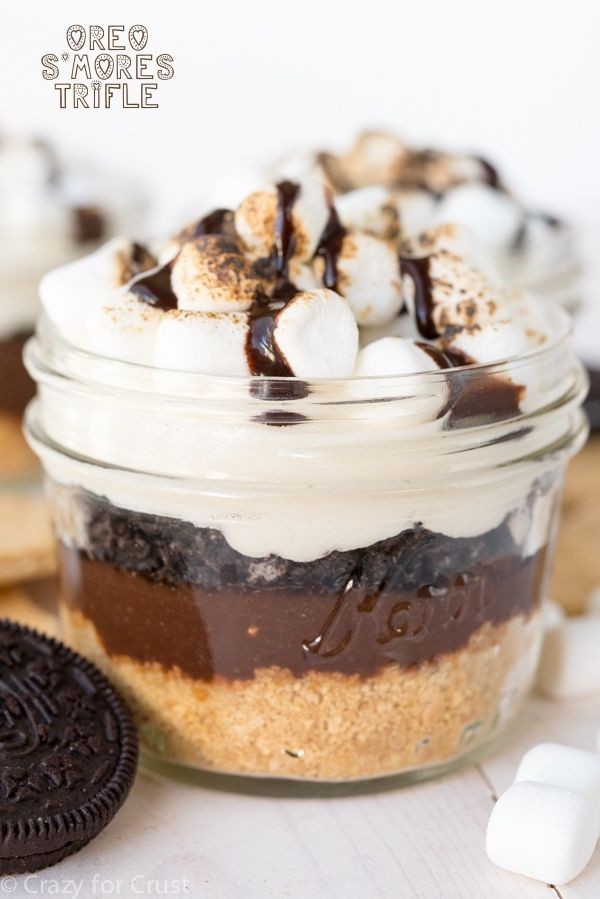 No Bake Oreo S'more Trifle Recipe - an easy no bak...