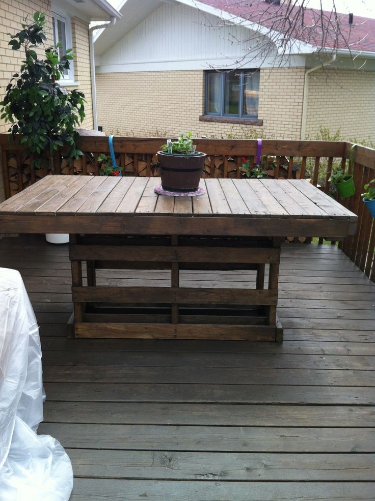 A simple table for my pation made from recycled wo...