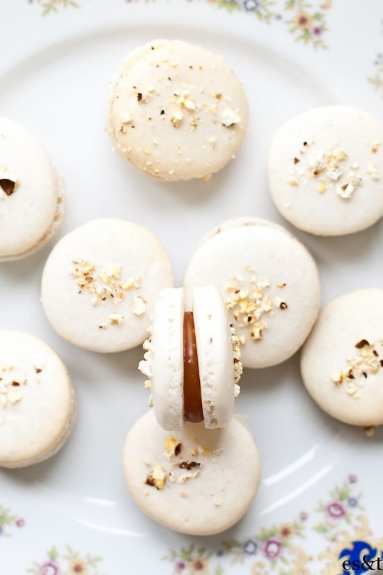 Popcorn macrons with salted caramel filling. Why c...