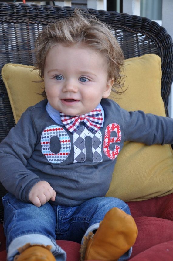 Fan Photo one 1st Birthday Shirt for boy with dots...