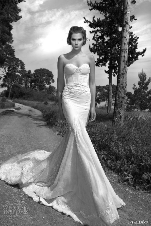 inbal dror 2013 bridal strapless wedding dress lac...