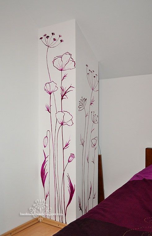 hand painted flowers on walls | Wall Painting (Pic...