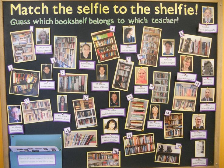 Match the shelfie to the Selfie (teacher to their...