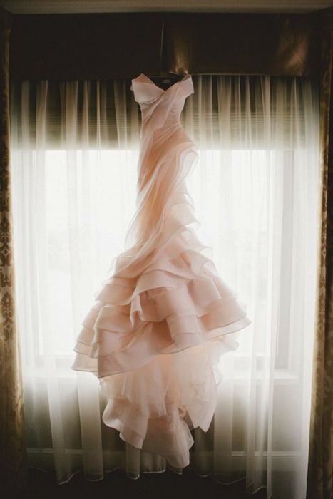Beautiful blush wedding dress. Photo Source: mxm c...