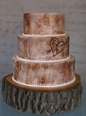 Wedding Cake of the Day: Rustic Wood Cake for Sari...