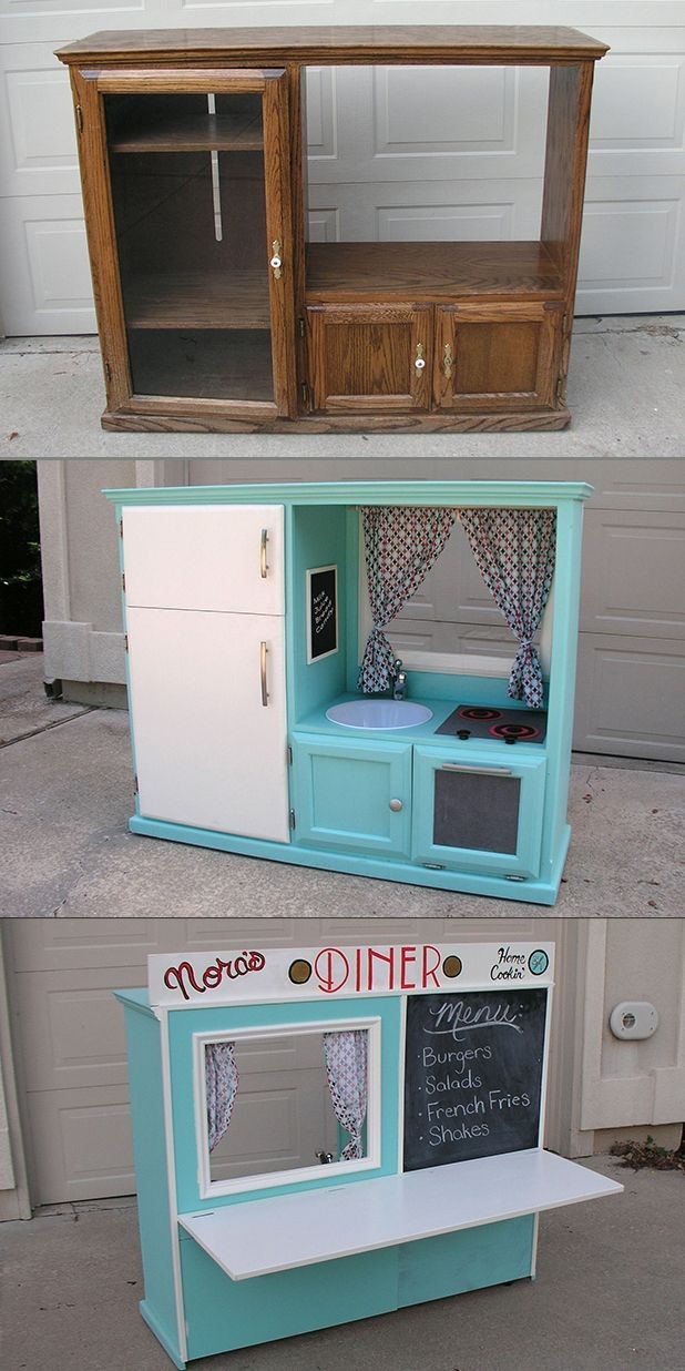 Really cute Kid's Kitchen/Diner made out of an old...