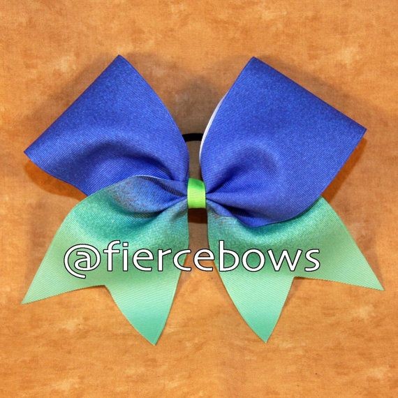 Royal to Green Sublimated Ombre Cheer Bow by MyFie...