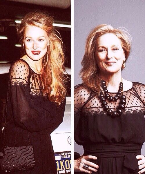 Meryl Streep in 1979 and now, same dress. Still go...