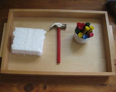 Mini hammer and TEE'S into foam - great activity!...