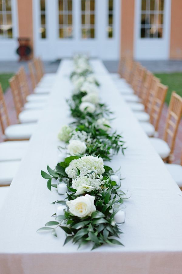 garland + white floral centerpiece | Magnolia Pair...