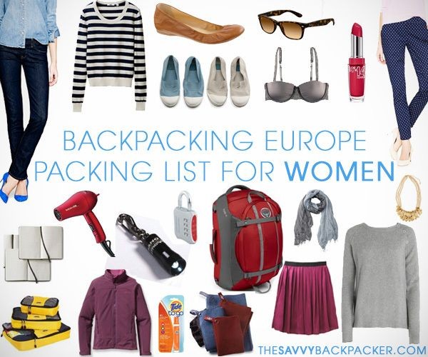 Backpacking Europe packing list for women.