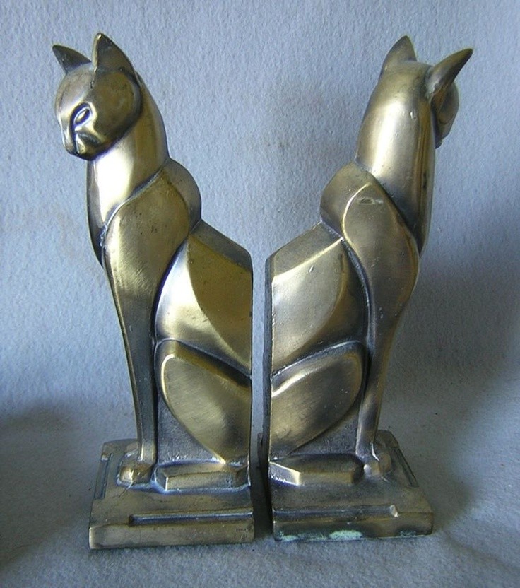 c1920-30s Art Deco Cat Bookends - I have one of th...