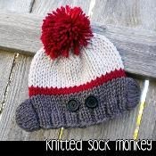 Knitted Sock Monkey Hat - via @Craftsy