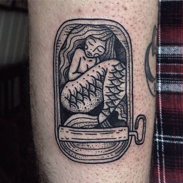 Mermaid in a can, #tattoo by 'Suflanda'  -  Sirena...