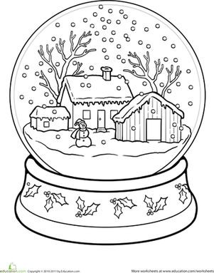 Winter First Grade Holiday Worksheets: Snow Globe...