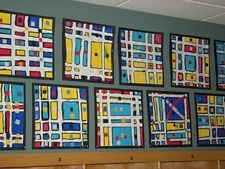 First Grade Mondrian Art - from What's Happening I...
