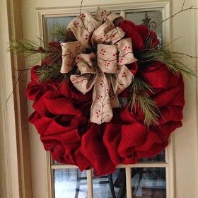 red burlap ♥Take 6 inch strips and scrunch a...