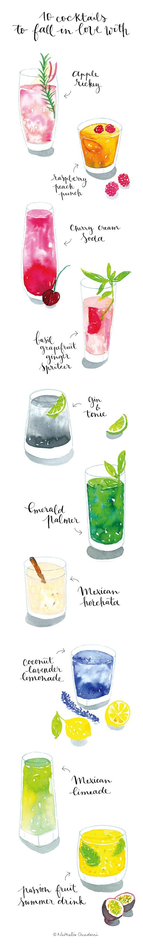 Food Illustration | watercolor cocktails by Nathal...
